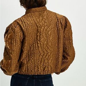 Free People Quinn Quilted Jacket in Bronze Brown size Medium NWT